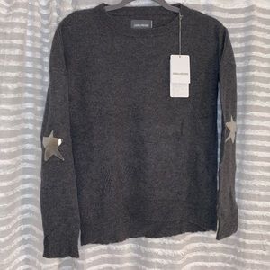 NWT Zadig & Voltaire Cici Patch Cashmere sweater in grey (XS)